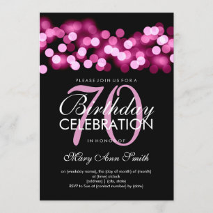 Elegant 70th Birthday Party Pink Hollywood Glam Invitation