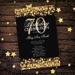 Elegant 70th Birthday Party Program Gold w/ Menu<br><div class="desc">Elegant "Birthday Party Program" design with Sparkles & Lights in Gold w/ custom text.</div>