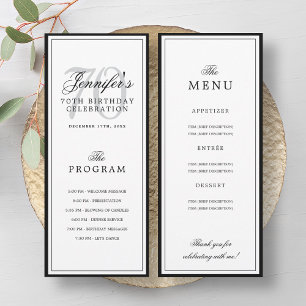 Elegant 70th Birthday Party Program + Menu 