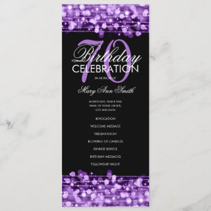Elegant 70th Birthday Party Program Purple Menu