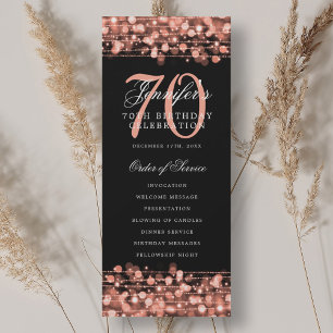 Elegant 70th Birthday Party Program Rose Gold 