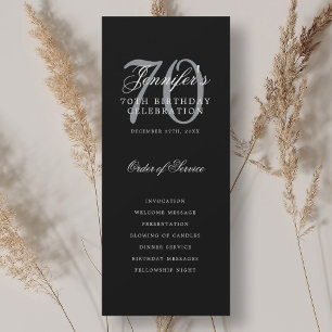 Elegant 70th Birthday Party Program Silver Black