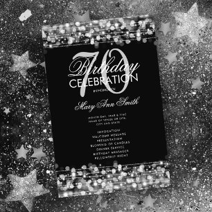 Elegant 70th Birthday Party Program Silver Menu