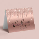 Elegant 70th Birthday Party Rose Gold Glitter Thank You Card<br><div class="desc">Chic thank you card for your 70th birthday party featuring "Thank You" in an elegant script,  a rose gold faux foil background and faux glitter. Personalize your thank you message and signature on the inside,  or leave blank for a handwritten note.</div>