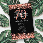Elegant 70th Birthday Program Rose Gold w/ Menu<br><div class="desc">Elegant "Birthday Party Program" design with Sparkles & Lights in Rose Gold w/ custom text.</div>