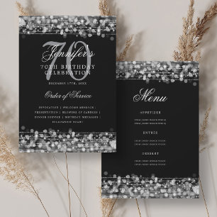 Elegant 70th Birthday Program Silver w/ Menu