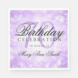 Elegant 70th Birthday Purple Winter Wonderland Napkin