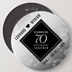 Elegant 70th Platinum Wedding Anniversary 6 Inch Round Button