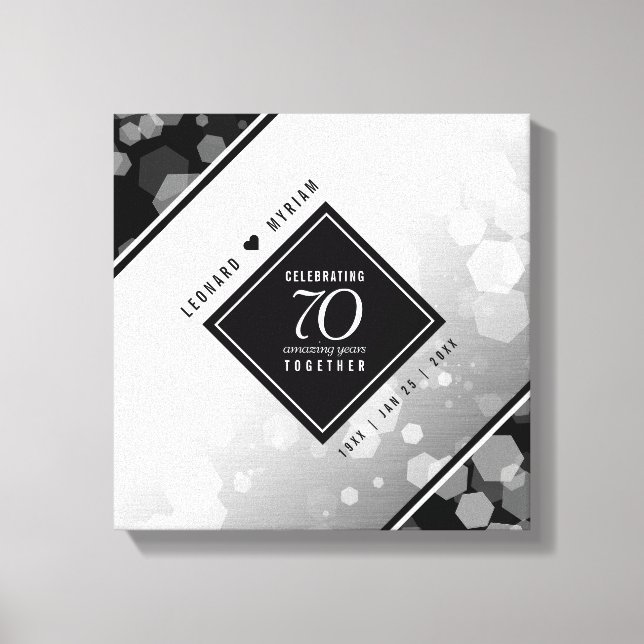 Elegant 70th Platinum Wedding Anniversary Canvas Print (Front)