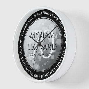 Elegant 70th Platinum Wedding Anniversary Clock