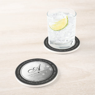 Elegant 70th Platinum Wedding Anniversary Coaster