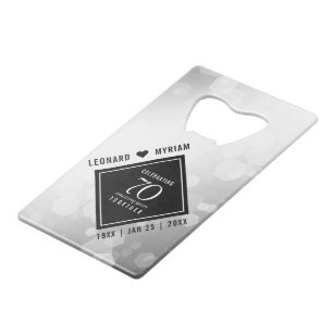Elegant 70th Platinum Wedding Anniversary Credit Card Bottle Opener