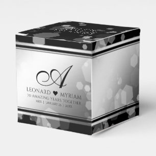 Elegant 70th Platinum Wedding Anniversary Favor Box