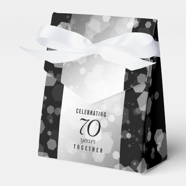 Elegant 70th Platinum Wedding Anniversary Favor Box (Front Side)