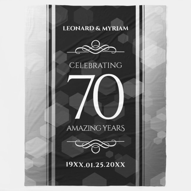 Elegant 70th Platinum Wedding Anniversary Fleece Blanket (Front)