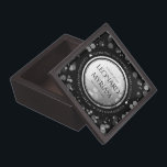 Elegant 70th Platinum Wedding Anniversary Gift Box<br><div class="desc">Celebrate the 70th wedding anniversary in style with this commemorative keepsake box! Elegant black and white serif lettering with hexagonal confetti on platinum and black backgrounds add a memorable touch for this special occasion and extraordinary milestone. Customize with the happy couple's names, years of marriage, and congratulatory messages for their...</div>