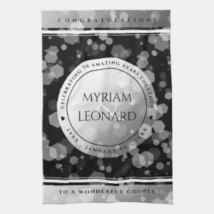Elegant 70th Platinum Wedding Anniversary Kitchen Towel
