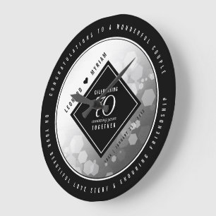 Elegant 70th Platinum Wedding Anniversary Large Clock