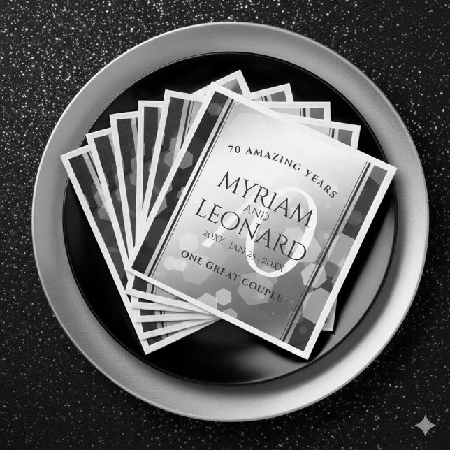 Elegant 70th Platinum Wedding Anniversary Napkin (Elegant 70th Platinum Wedding Anniversary Napkins Cover Photo)
