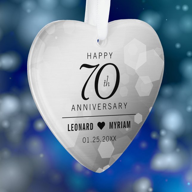 Elegant 70th Platinum Wedding Anniversary Ornament (Elegant 70th Platinum Wedding Anniversary Acrylic Ornament Cover Photo.)