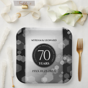 Elegant 70th Platinum Wedding Anniversary Paper Plate