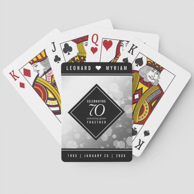 Elegant 70th Platinum Wedding Anniversary Playing Cards (Back)