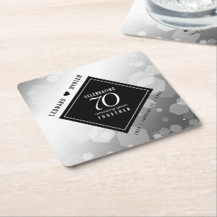 Elegant 70th Platinum Wedding Anniversary Square Paper Coaster