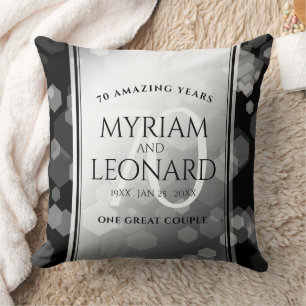 Elegant 70th Platinum Wedding Anniversary Throw Pillow