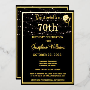 Elegant 70th Seventy Birthday Black REAL Gold