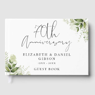 Elegant 70th Wedding Anniversary Floral Greenery Guest Book