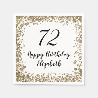 Elegant 72nd Birthday Napkins With Gold Sequins
