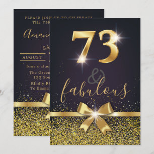 Elegant 73 & Fabulous Gold Glitter 73rd Birthday Invitation