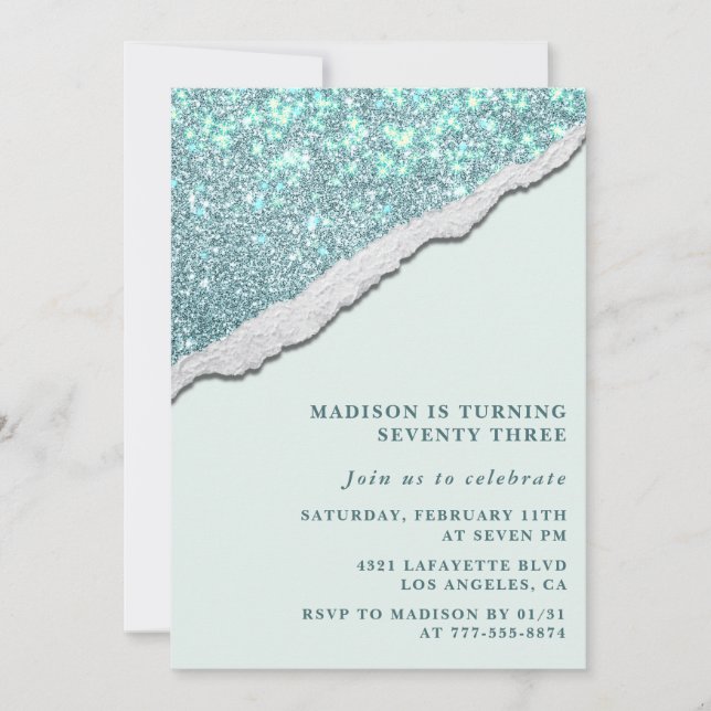 Elegant 73rd birthday invitations Sparkle Glitter (Front)