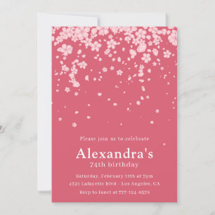 Elegant 74th birthday invitations Pink Floral