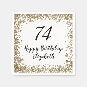 Elegant 74th Birthday Napkins With Gold Sequins