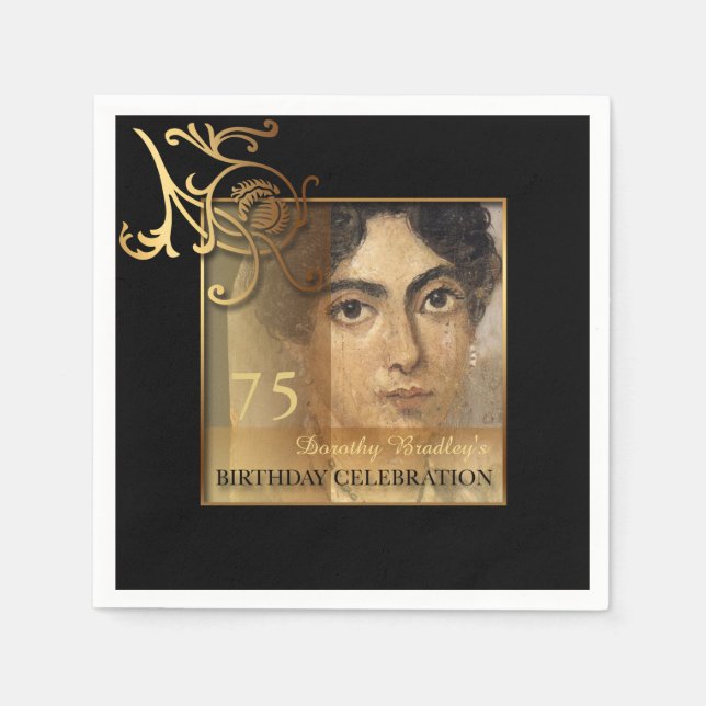 Elegant 75th Birthday add your Photo Paper Napkins (Front)