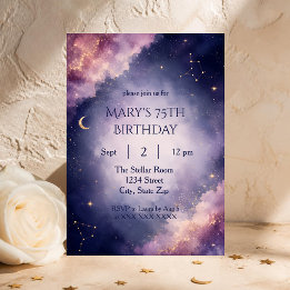 Elegant 75th Birthday Invitation | Celestial Night