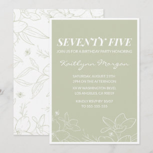 Elegant 75th birthday invitations Modern Floral 