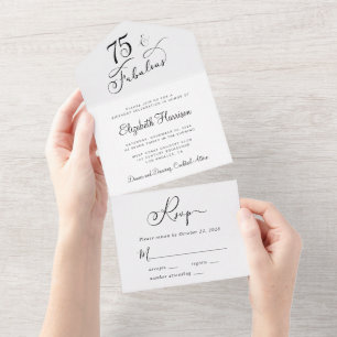 Elegant 75th Birthday Party All In One Invitation