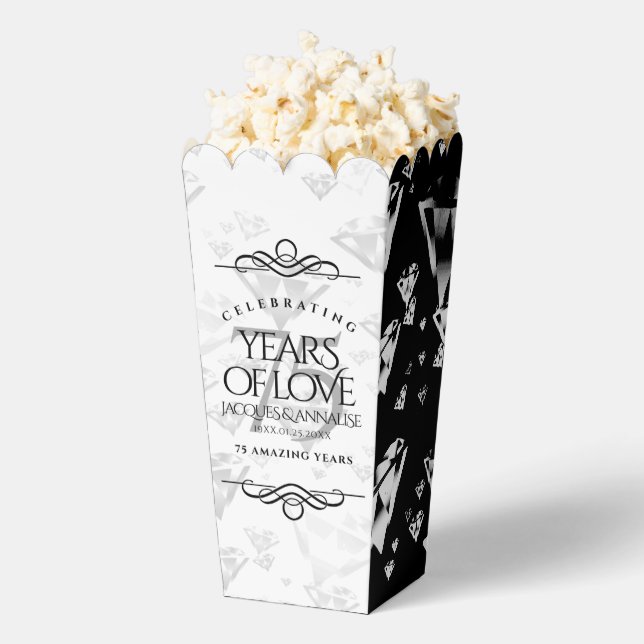 Elegant 75th Diamond Wedding Anniversary Favor Box (Popped)