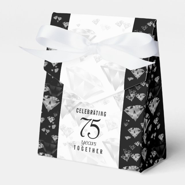 Elegant 75th Diamond Wedding Anniversary Favor Box (Front Side)