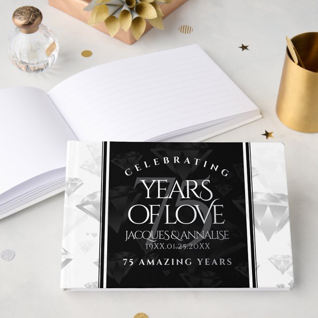 Elegant 75th Diamond Wedding Anniversary Guest Book (Creator Uploaded)