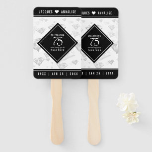 Elegant 75th Diamond Wedding Anniversary Hand Fan
