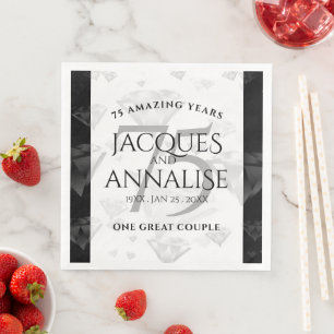 Elegant 75th Diamond Wedding Anniversary Napkin