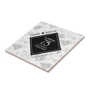Elegant 75th Diamond Wedding Anniversary Tile