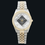 Elegant 75th Diamond Wedding Anniversary Watch<br><div class="desc">Celebrate the 75th diamond wedding anniversary and a love that stands the test of time with this stylish watch! Elegant black and white lettering with stylized diamond confetti on a white background add a memorable touch for this special occasion and extraordinary milestone. Customize with couple's names and dates of marriage....</div>