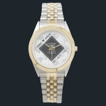 Elegant 75th Diamond Wedding Anniversary Watch<br><div class="desc">Celebrate the 75th diamond wedding anniversary and a love that stands the test of time with this stylish watch! Elegant black and white lettering with stylized diamond confetti on a white background add a memorable touch for this special occasion and extraordinary milestone. Customize with couple's names and dates of marriage....</div>