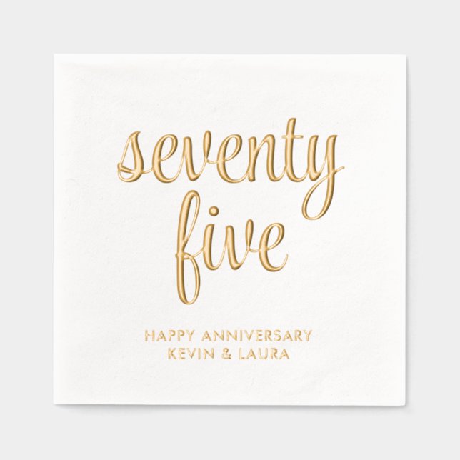 Elegant 75th Wedding Anniversary Gold Foil Napkins (Front)