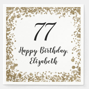 Elegant 77th Birthday Napkins With Gold Sequins