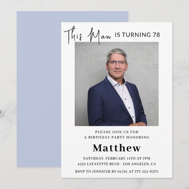 Elegant 78th birthday invitations Men Photo (Front/Back)